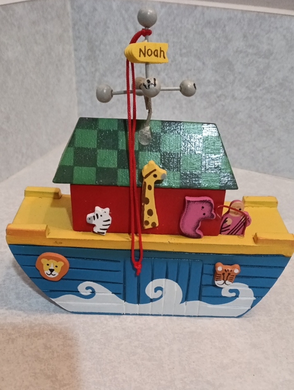 Noah's Ark Wooden  Christmas Ornament Multicolor